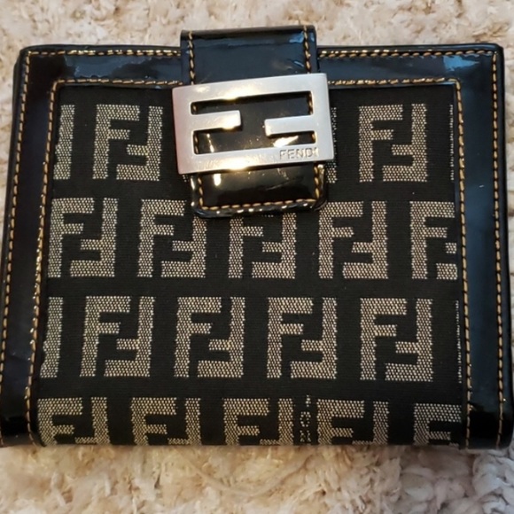 Fendi Handbags - 💯AUTH FENDI ZUCCHINO LOGO WALLET MINI BLACK EUC